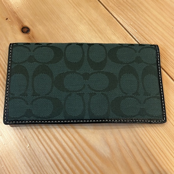 Coach signature green canvas and leather checkbook holder - Picture 4 of 4